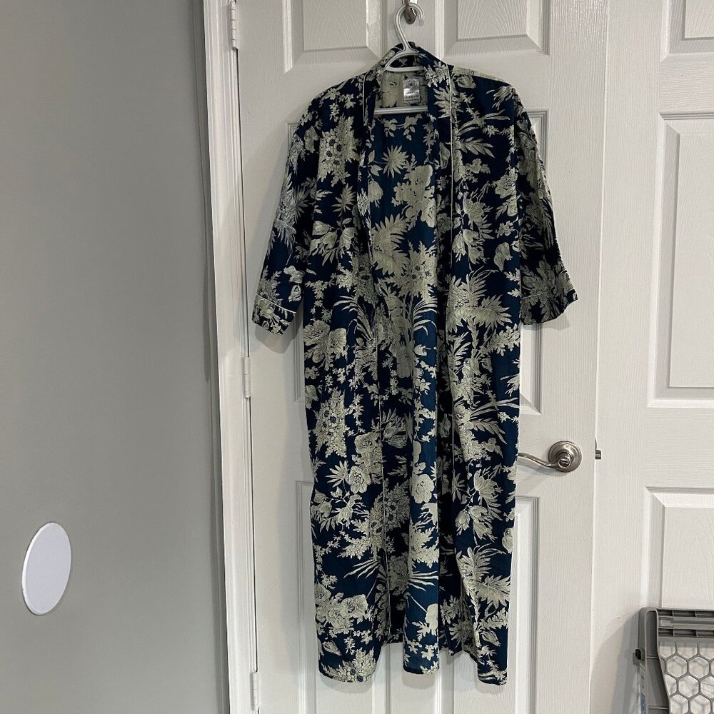Women's Cotton Robe - Blue Floral by Magnolia Collection - One Size